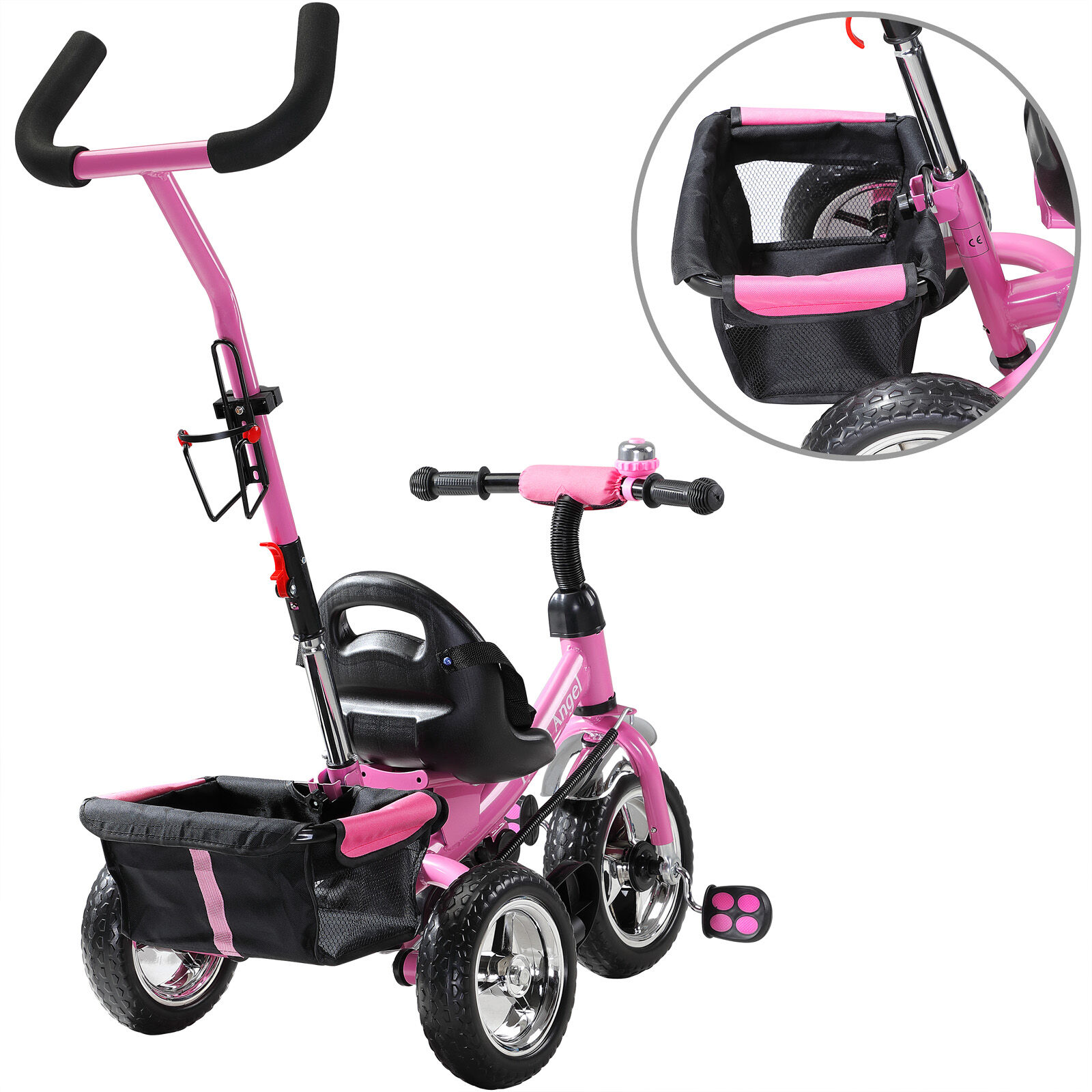 Kinderdreirad Free Angel Pink Metall Schiebestange