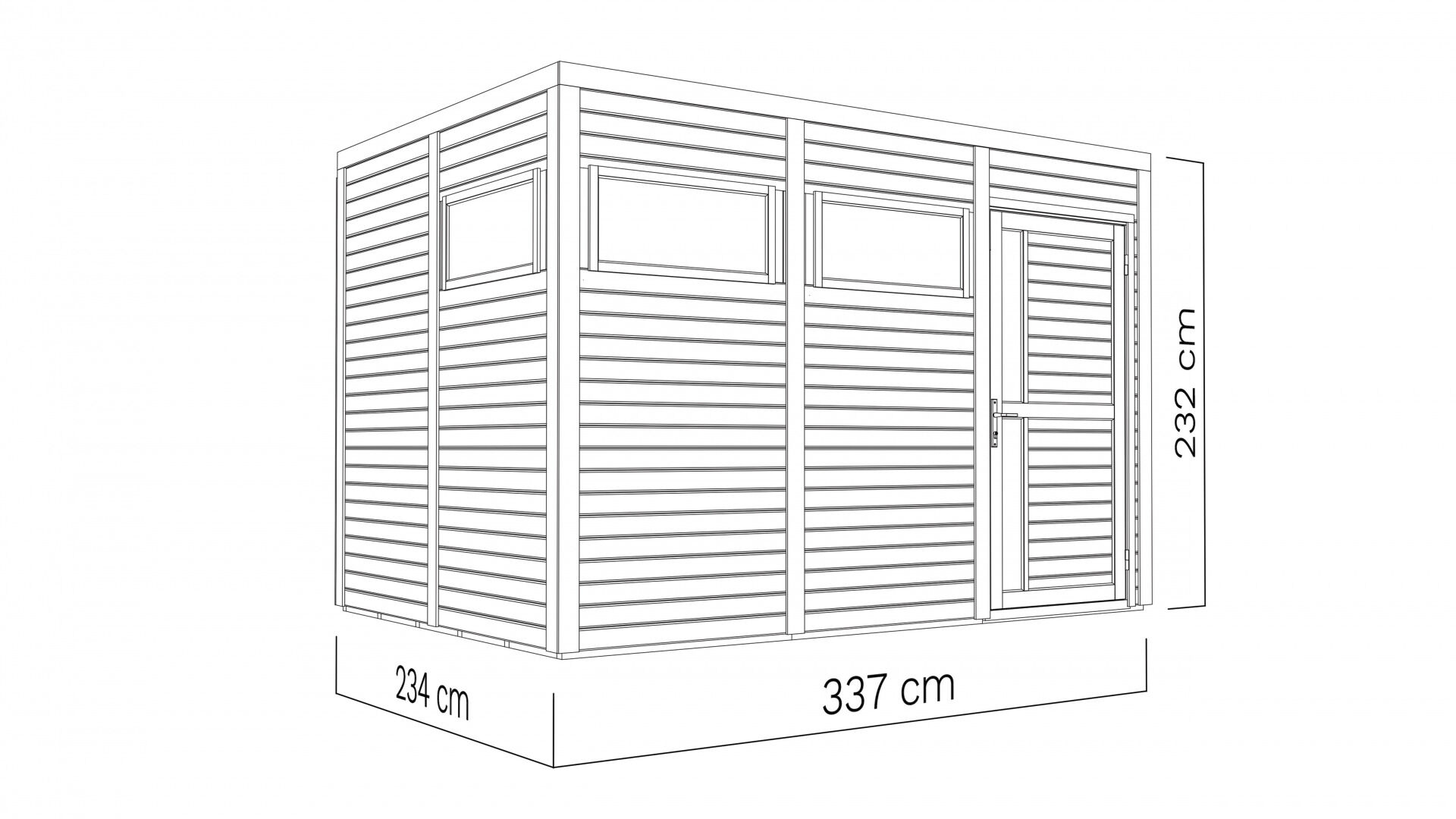 Gartenhaus Cubus 3 Anthrazit 337 x 234 cm