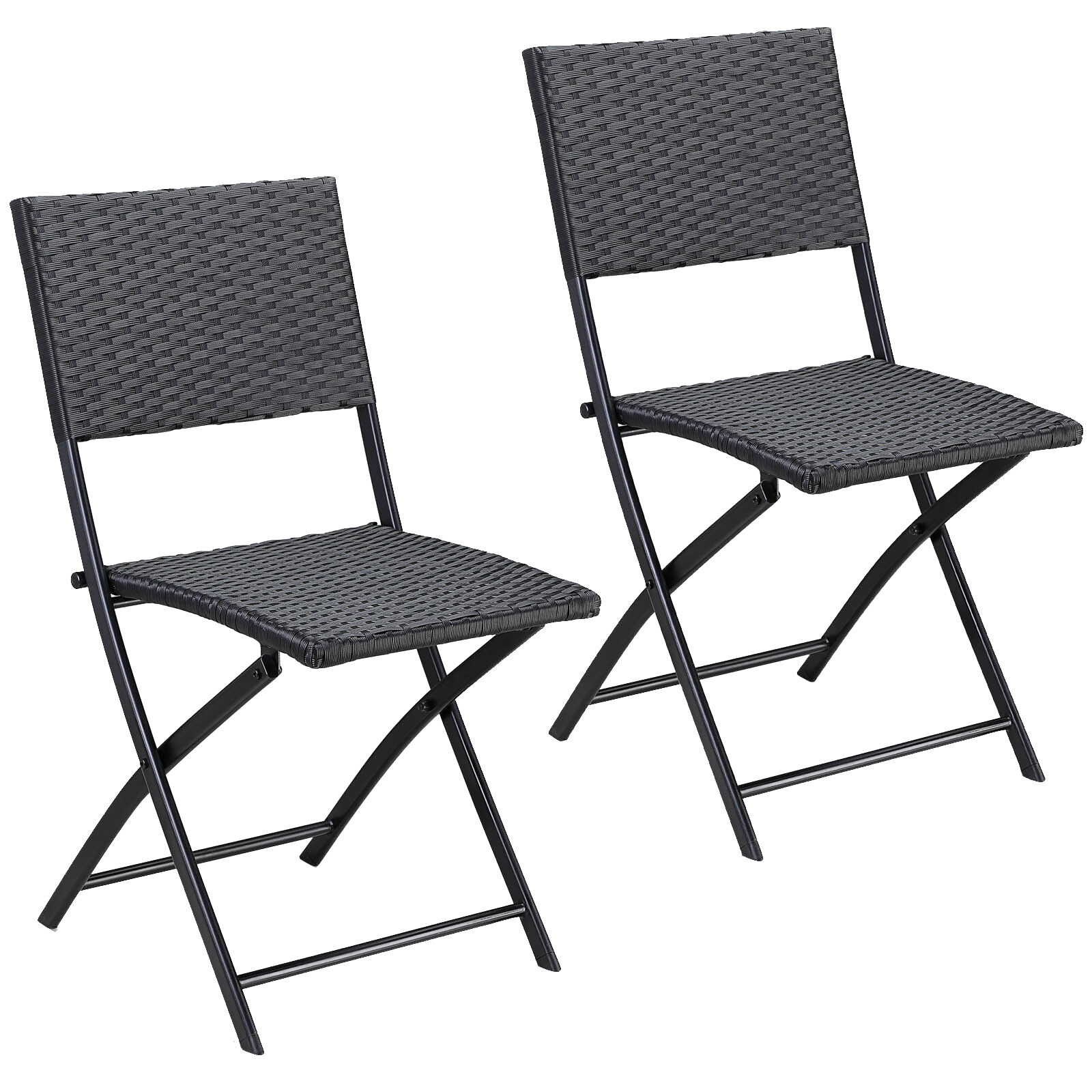 Polyrattan Klappstuhl Rom 2er-Set Schwarz