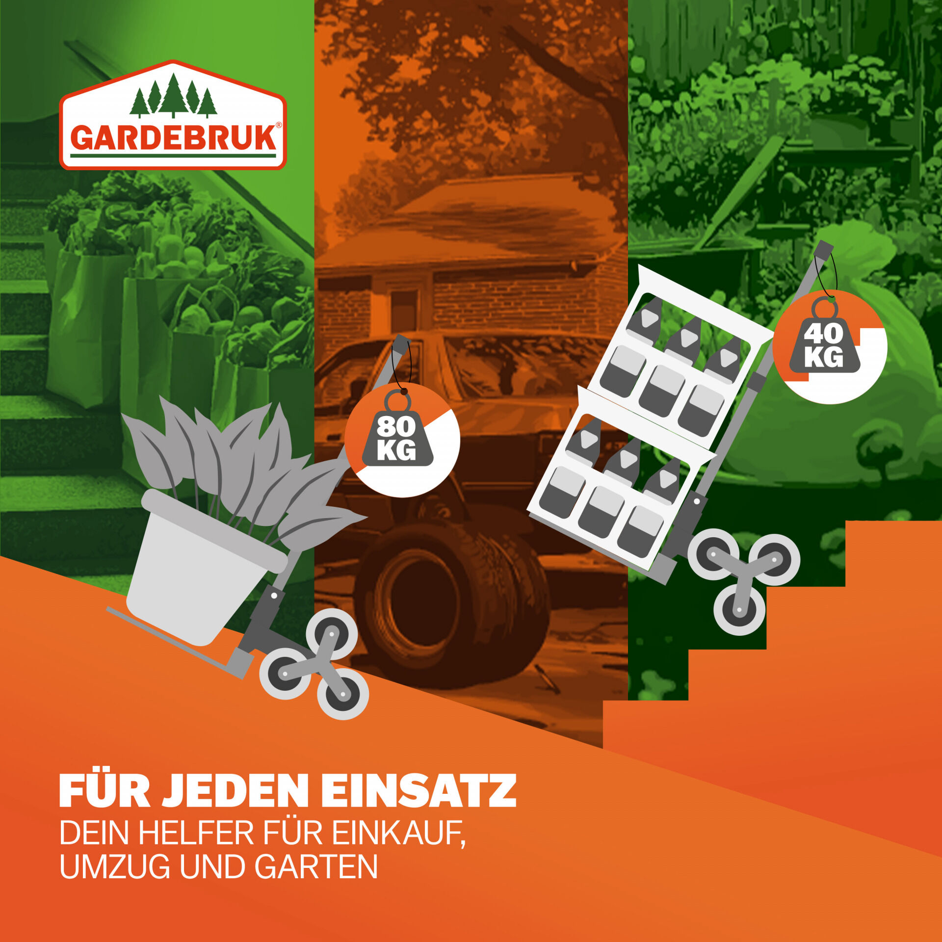 Treppenkarre Silber/Schwarz 80kg höhenverstellbar