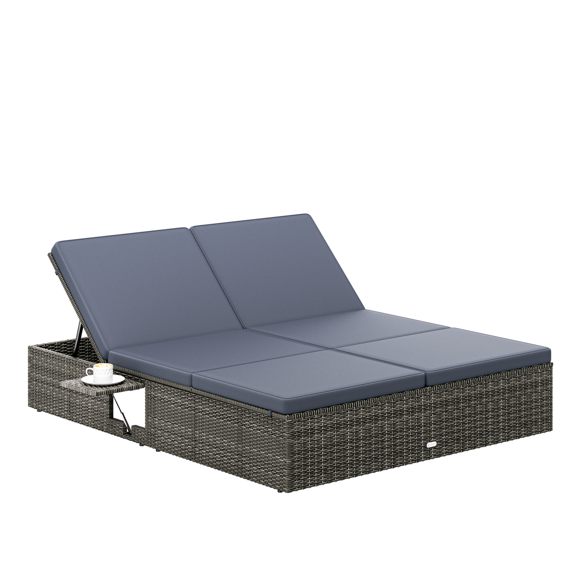 Polyrattan Sonnenliege Grau/Anthrazit 200x160x33cm