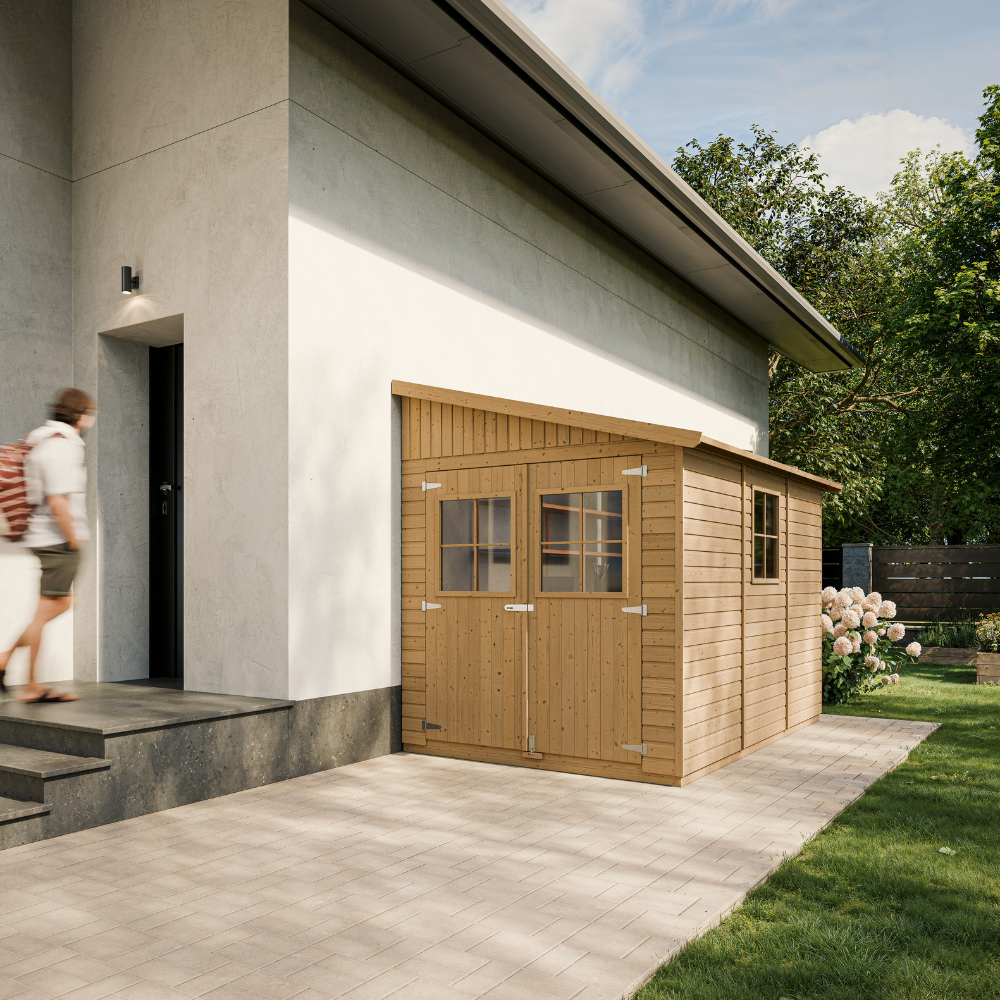 Gerätehaus Ida M339+M339G mit Boden– Holz Gartenhaus 201 x 297 cm – 6 m2