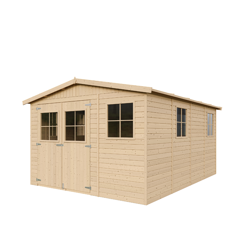 Gartenhaus Moritz M336+M336G mit Boden – Holz Gerätehaus 303 x 395 cm – 12 m2
