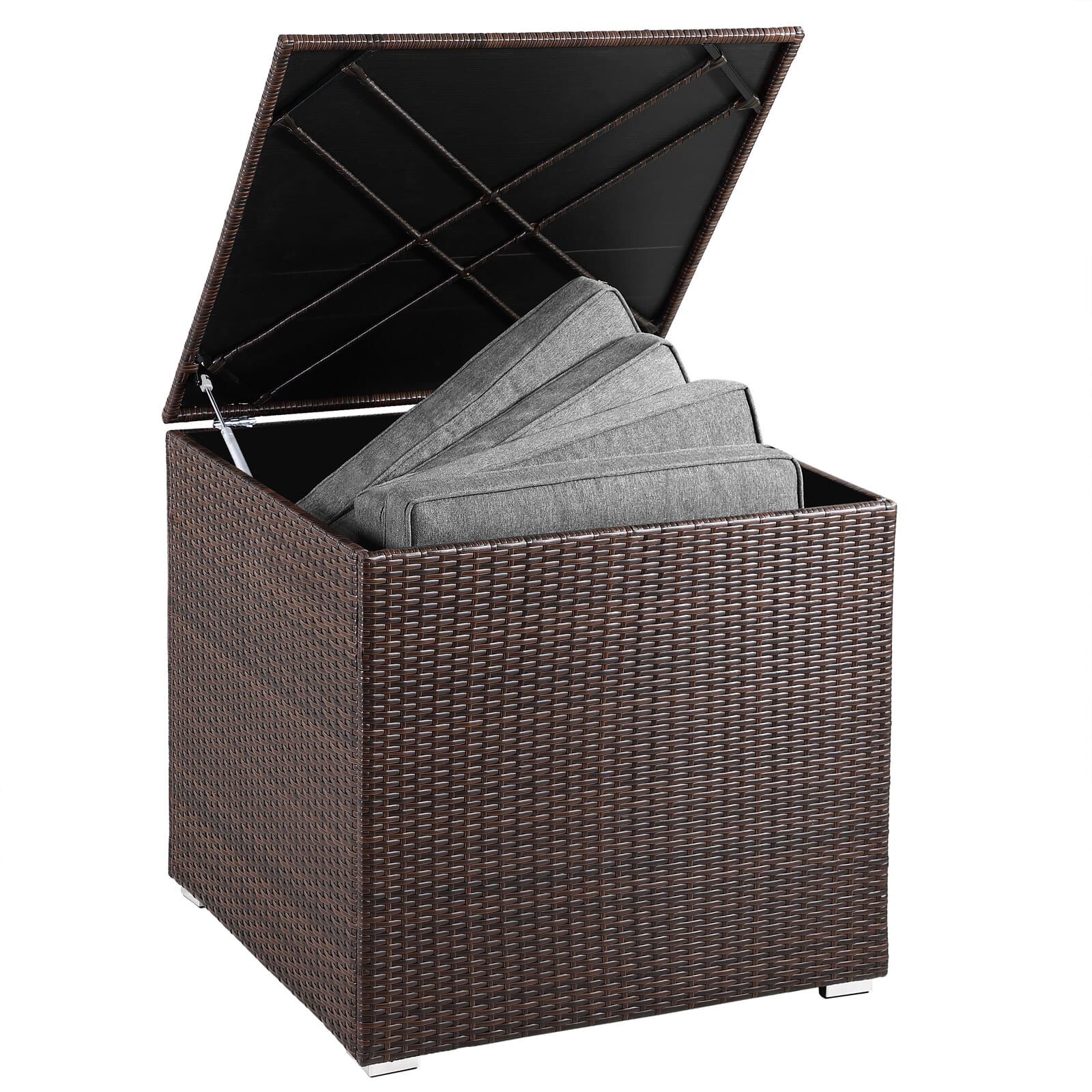 Gartenbox Polyrattan 318L Braun mit Innenverkleidung wetterfest