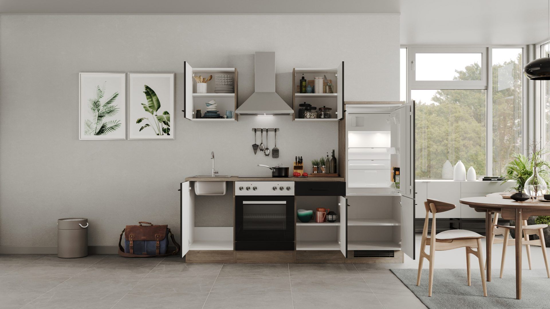 Küchenzeile Capri 220 cm mit E-Geräten