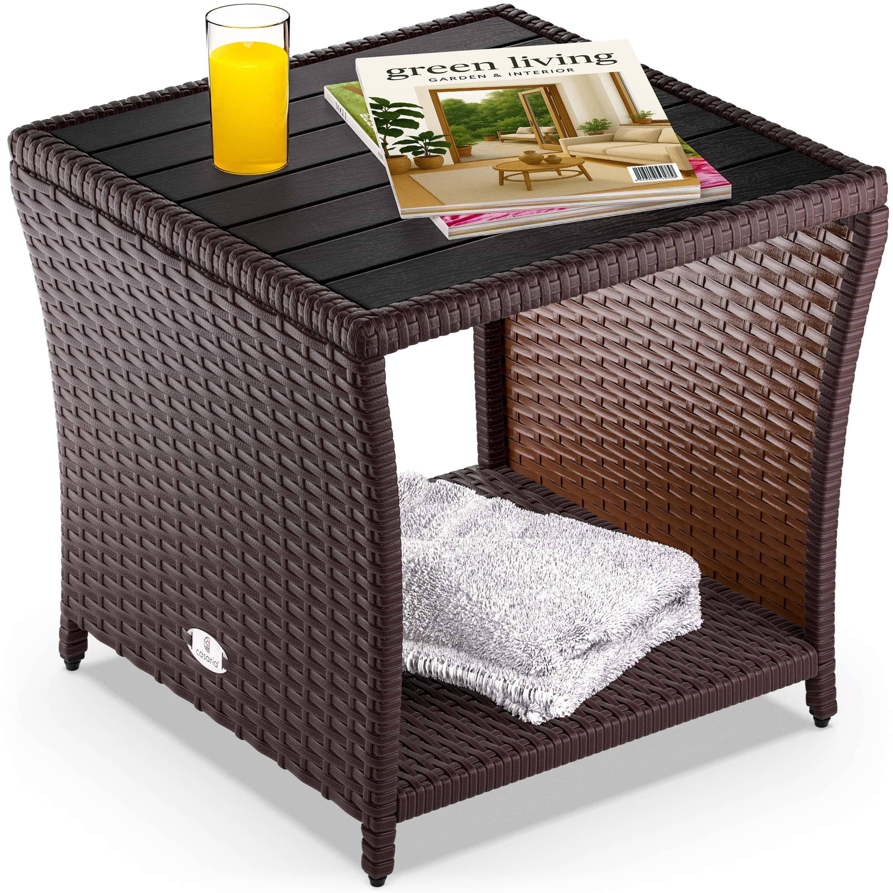Polyrattan Beistelltisch Vedis Braun 45x45x40cm