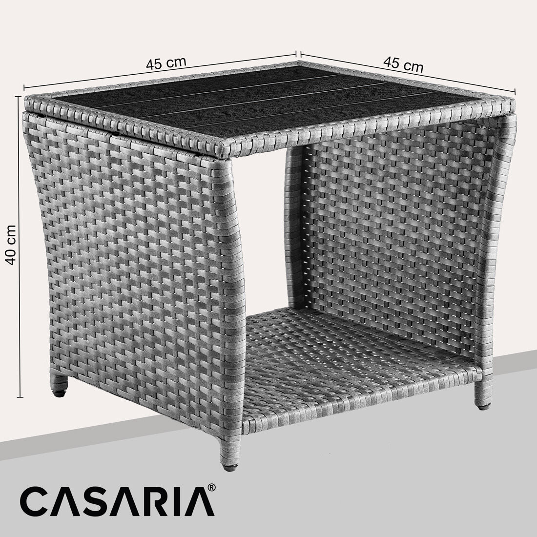 Polyrattan Beistelltisch Vedis Grau 45x45x40cm