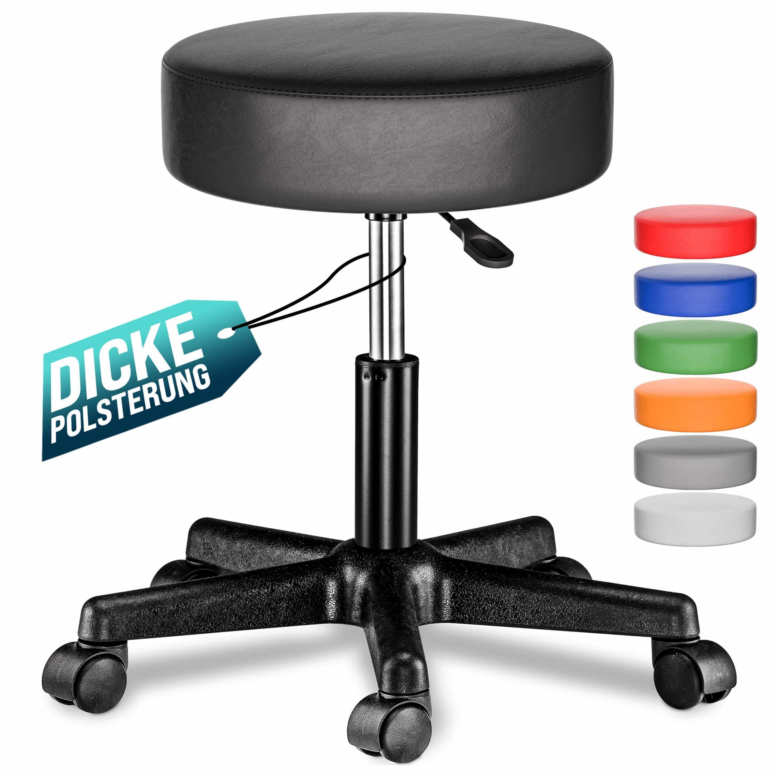 Rollhocker Kunstleder Schwarz 360° drehbar
