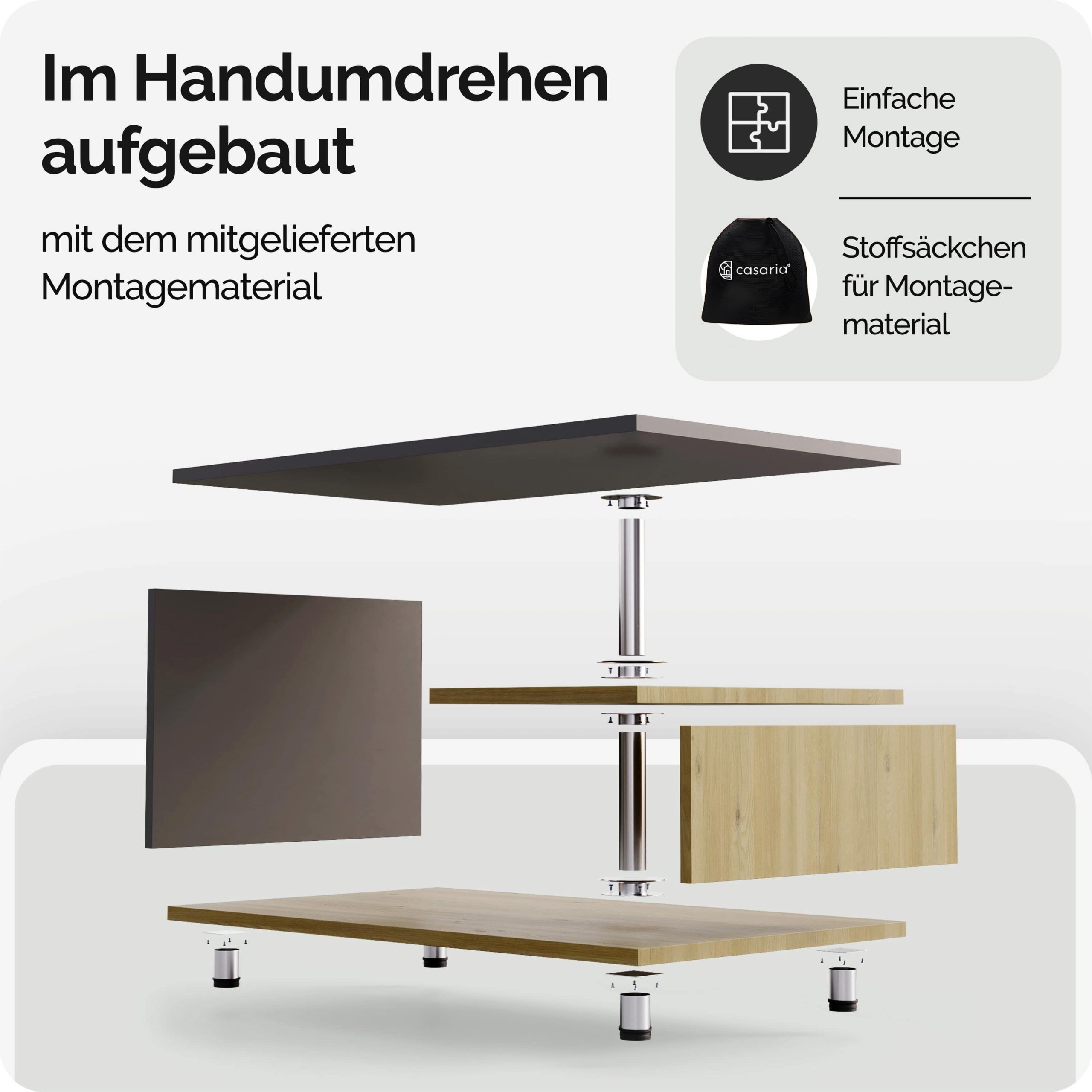Couchtisch Orlando Holz/Grau 95x55x50cm