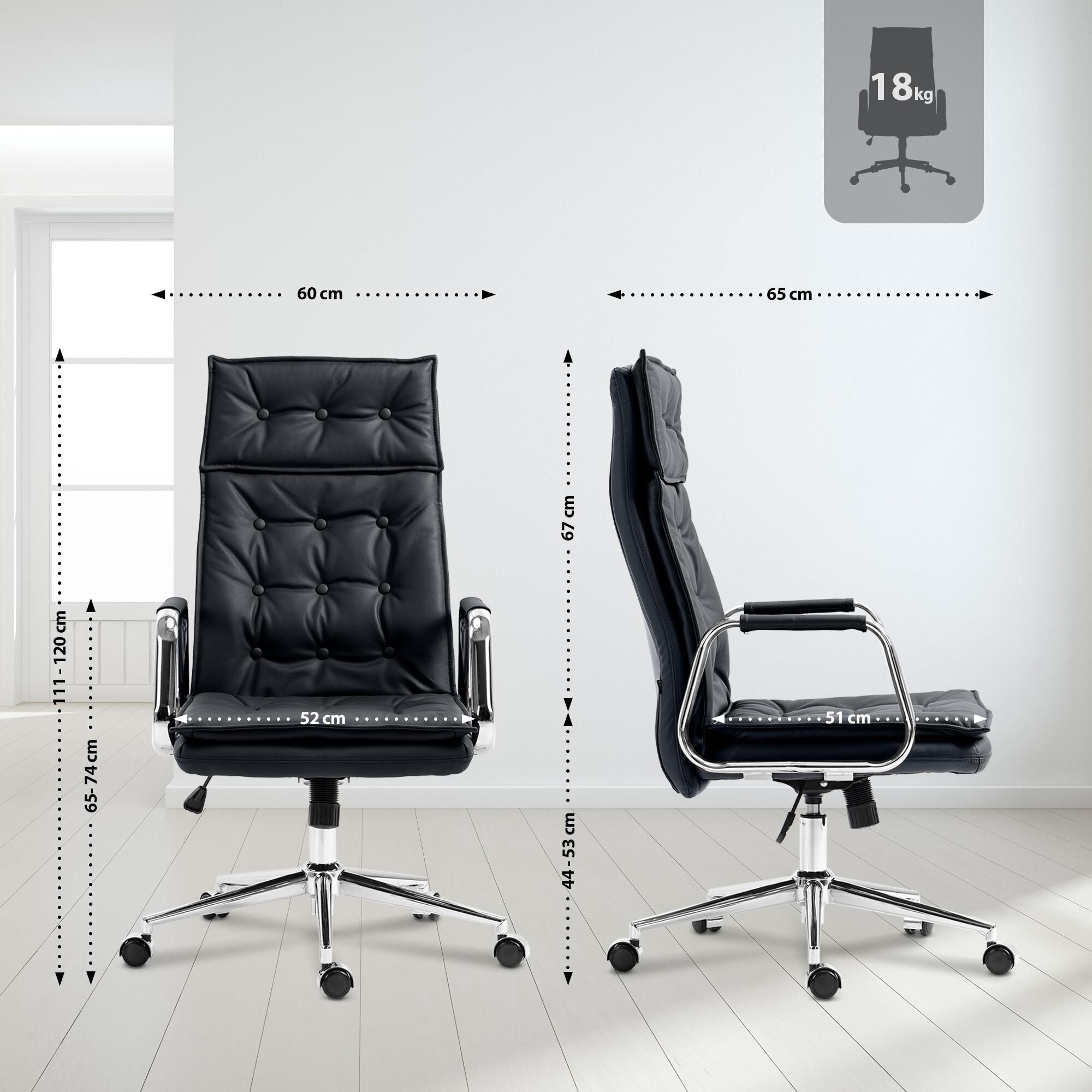 Bürostuhl Sotira Echtleder, schwarz