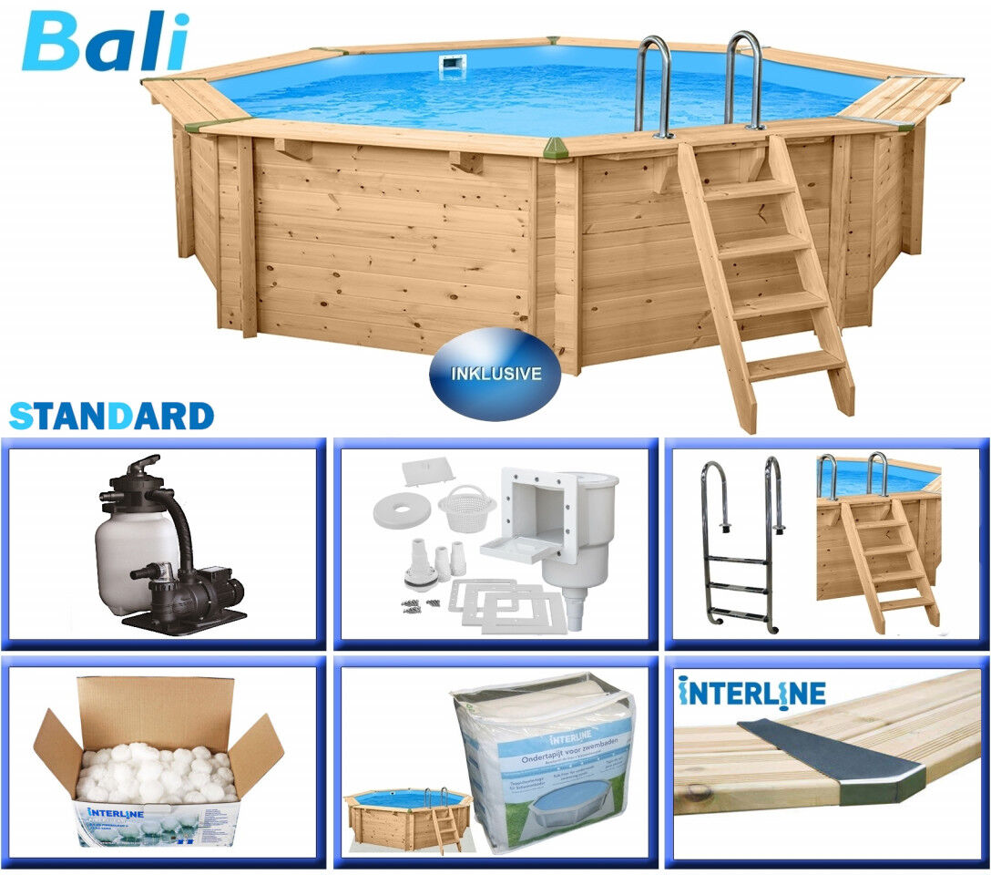 Interline Holzpool Bali Ø 530x136 cm, Basic Set