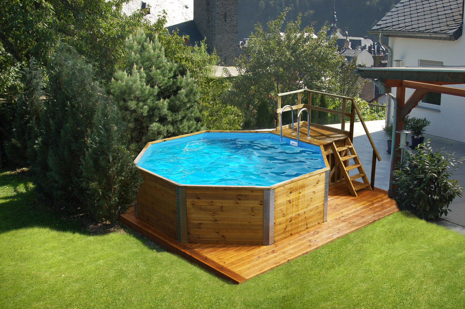 weka Massivholzpool 593 B Gr.2, Sparset inkl. Sandfilteranlage und Technikraum