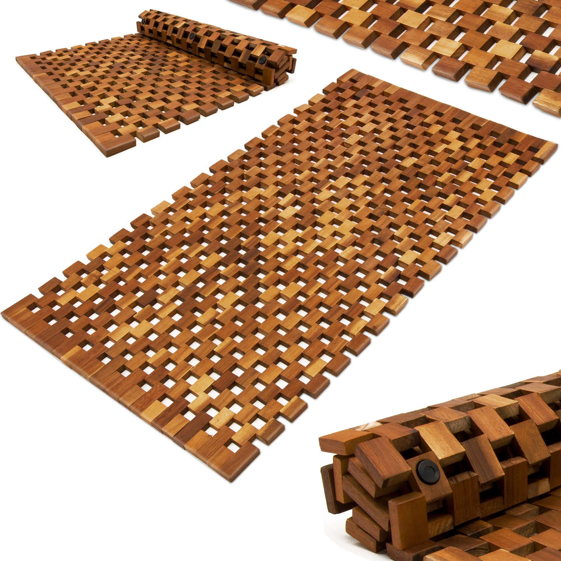 Badvorleger Holz 80x50cm FSC®-zertifiziertes Akazienholz Gummistopper