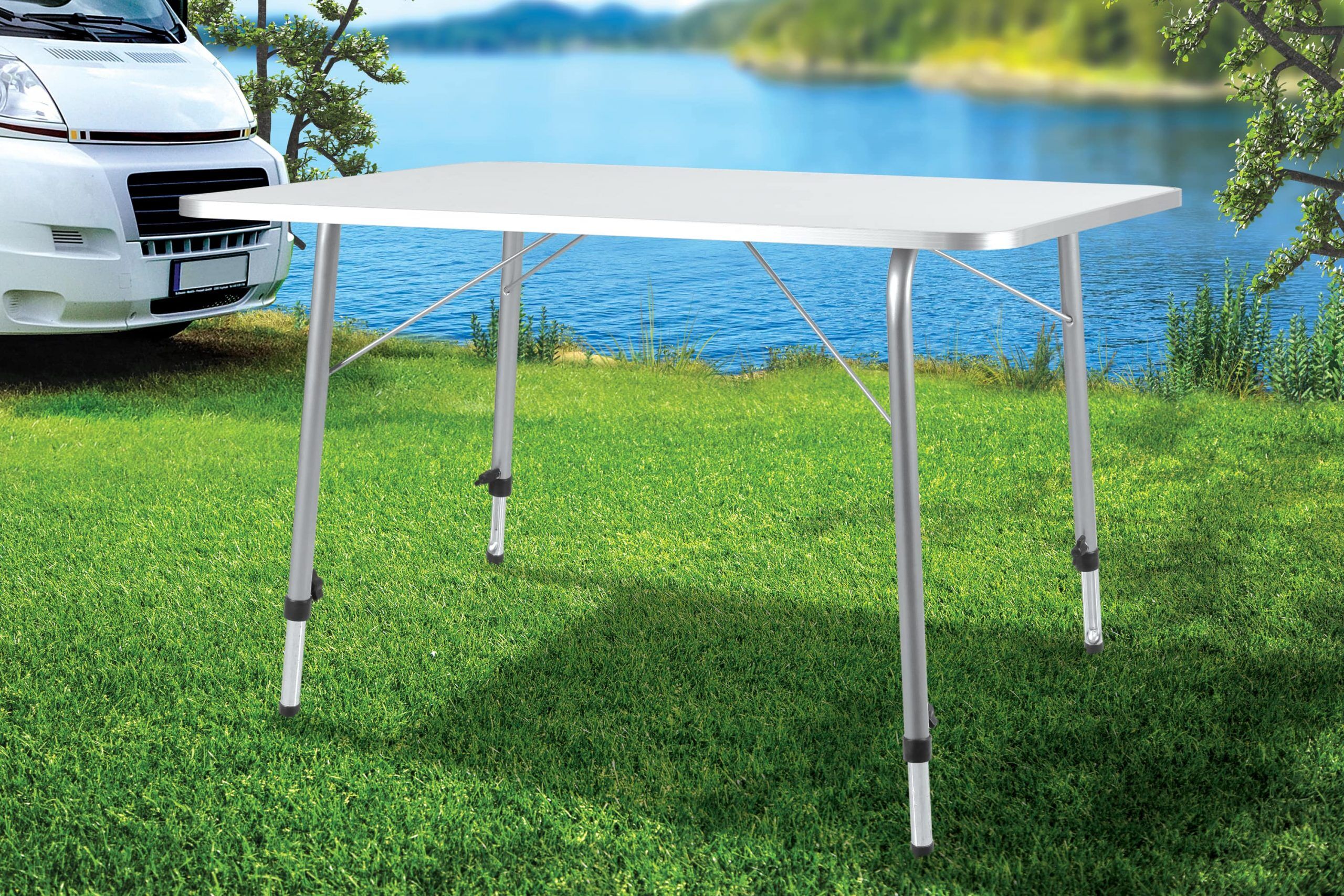 Gartentisch Silber Alu 80x55x50/69cm klappbar