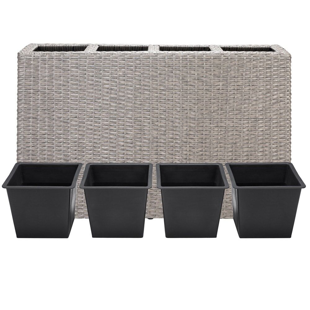 Polyrattan Blumenkasten Creme 95x27x60cm