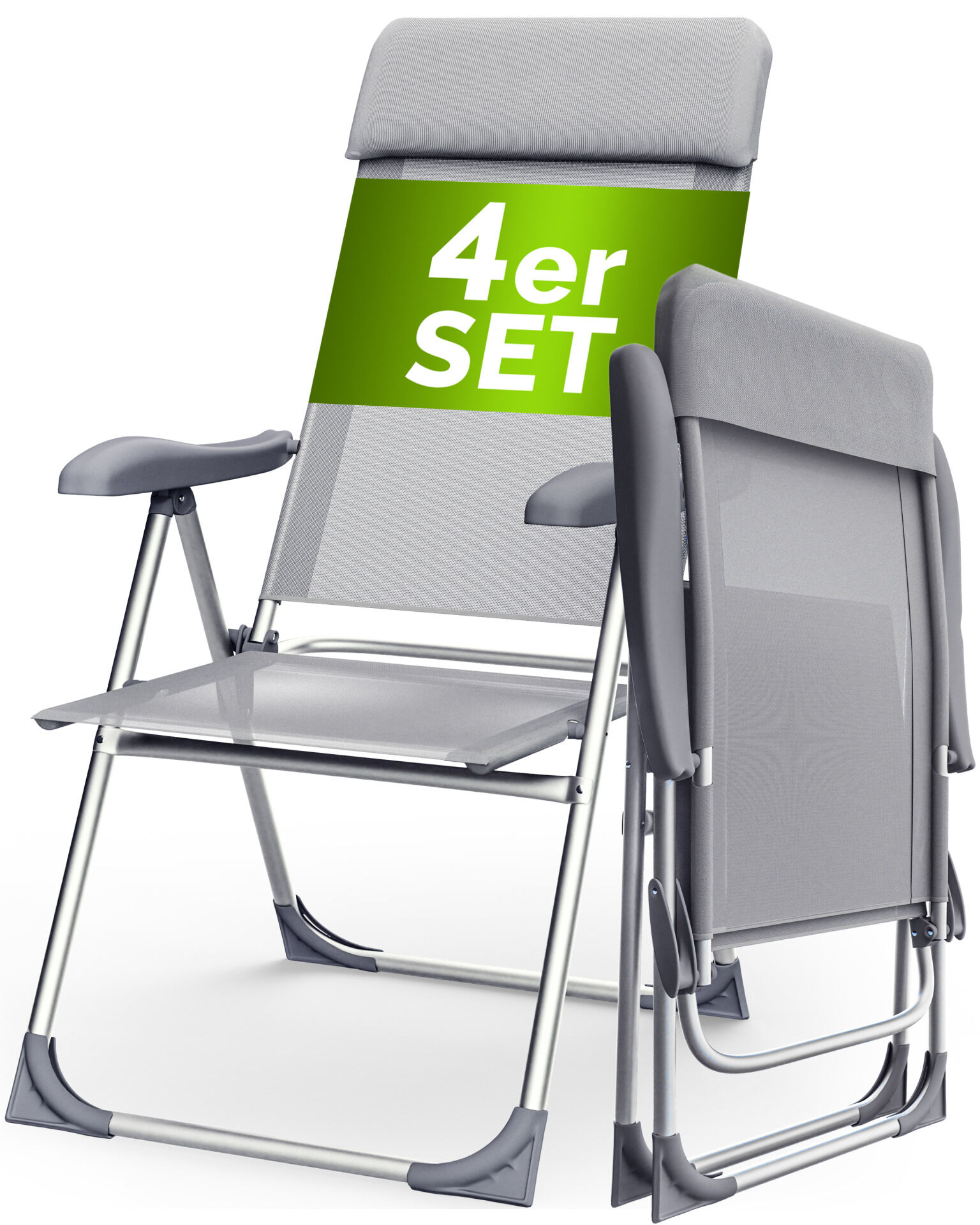 Gartenstuhl 4er-Set Silber Alu