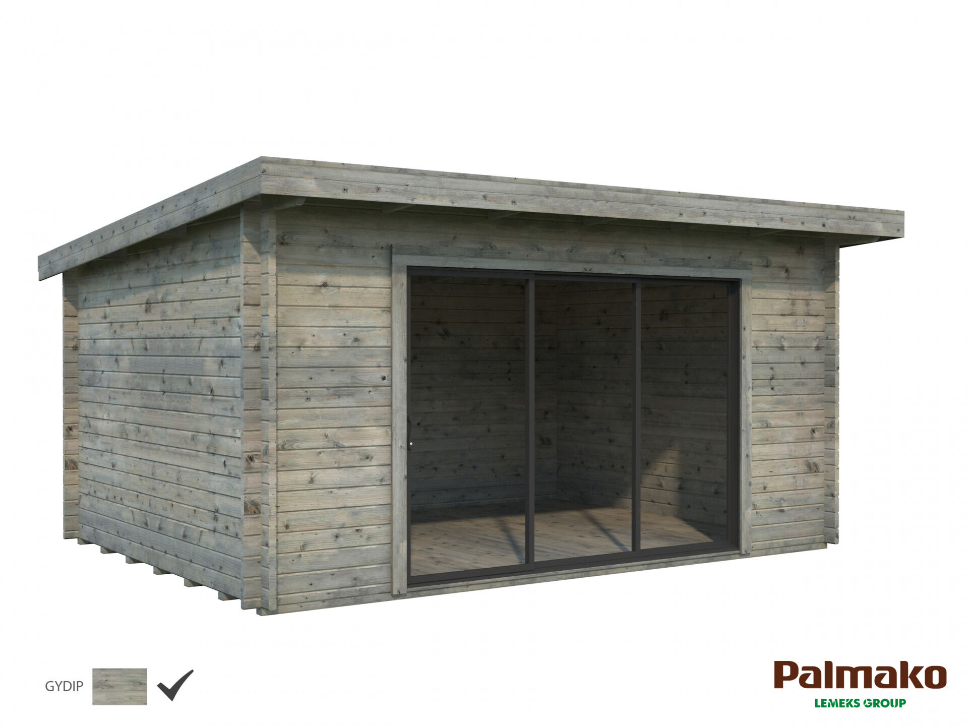 Palmako Flachdach Gartenhaus Lea 14,2 m² mit Schiebetür Plus