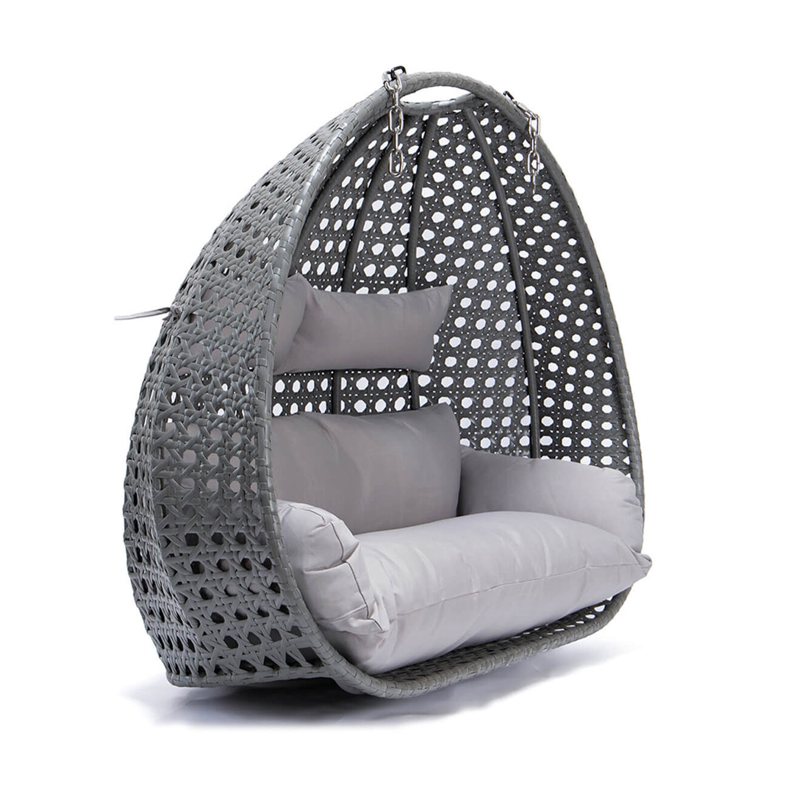 Polyrattan Hängesessel nur Korb und Kissen TWIN - Grau