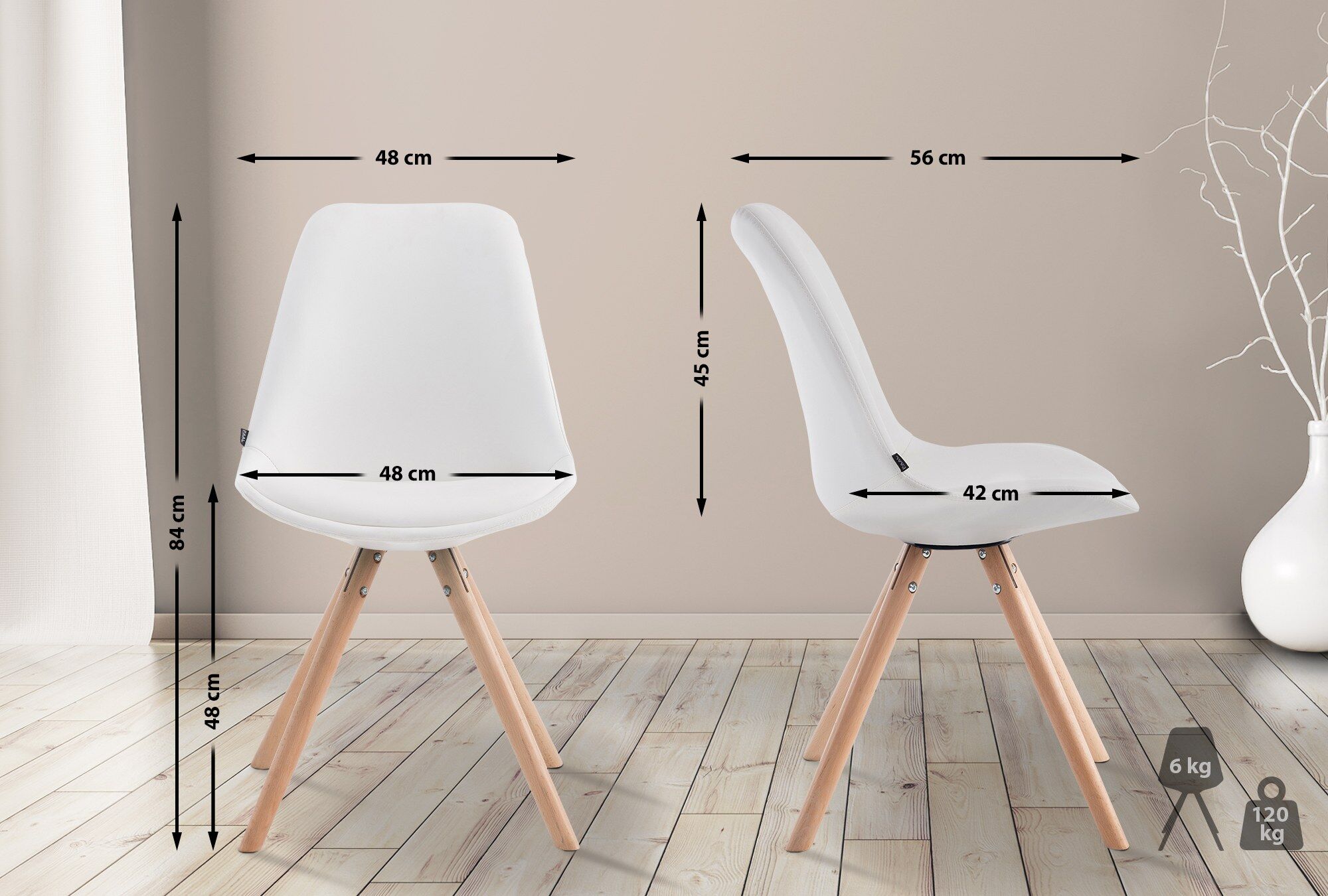 Besucherstuhl Laval Natura Rund, weiß