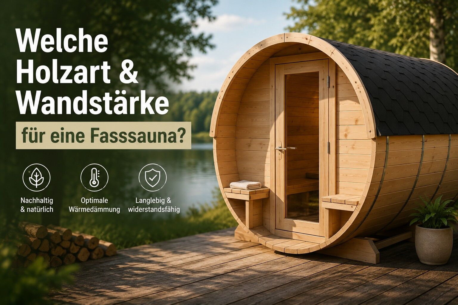 Welche Holzart & Wandstärke für eine Fasssauna