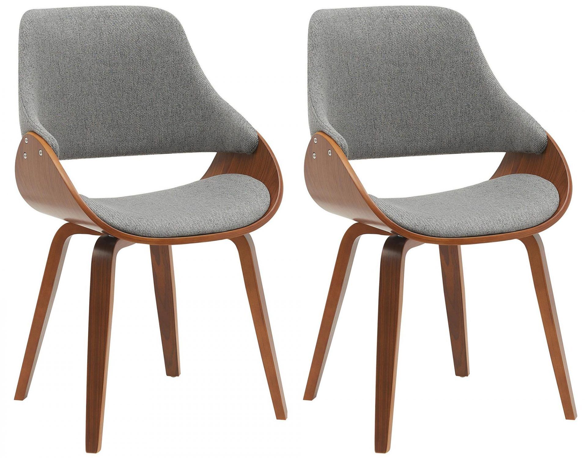 2er Set Esszimmerstuhl Vangale, walnuss/dunkelgrau