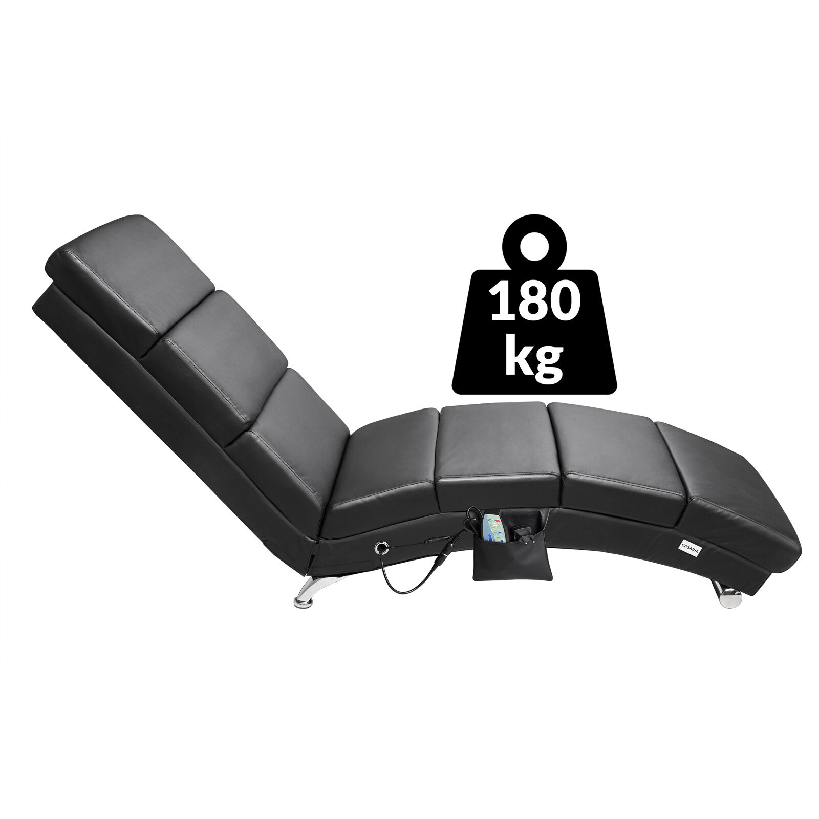 Relaxliege London Schwarz mit Massage- + Heizfunktion
