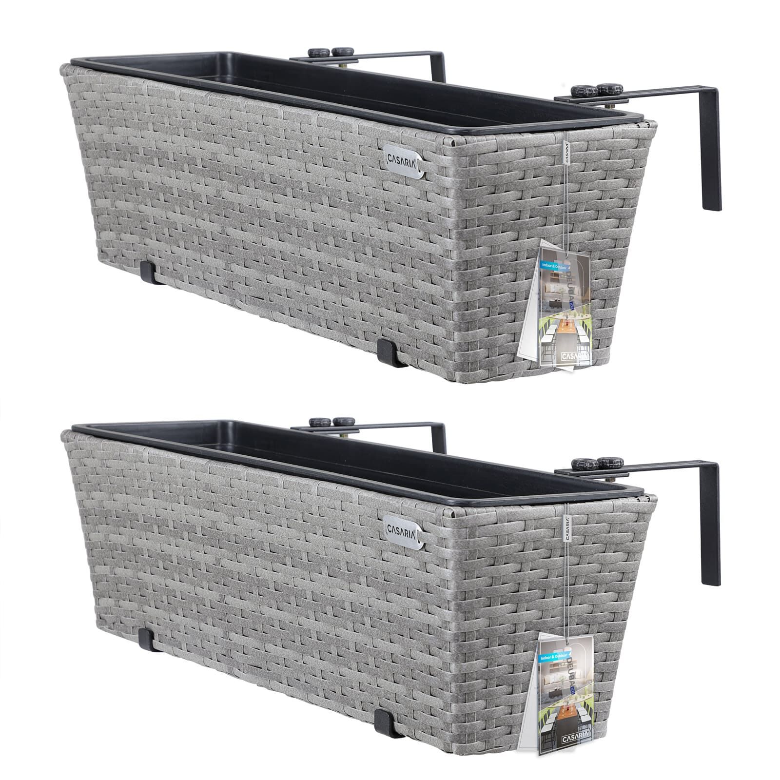 Polyrattan Blumenkasten 2er-Set Grau