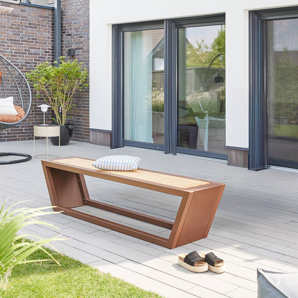 Sitzgarnitur aus Stahl KOBON Braun - Made in Germany - 1 x Bank