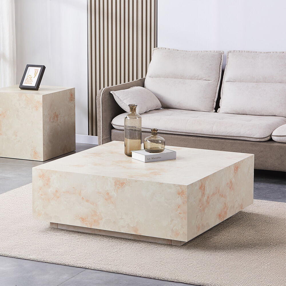 Couchtisch Marmor AMIRI L - 95 x 50 cm Sandstein
