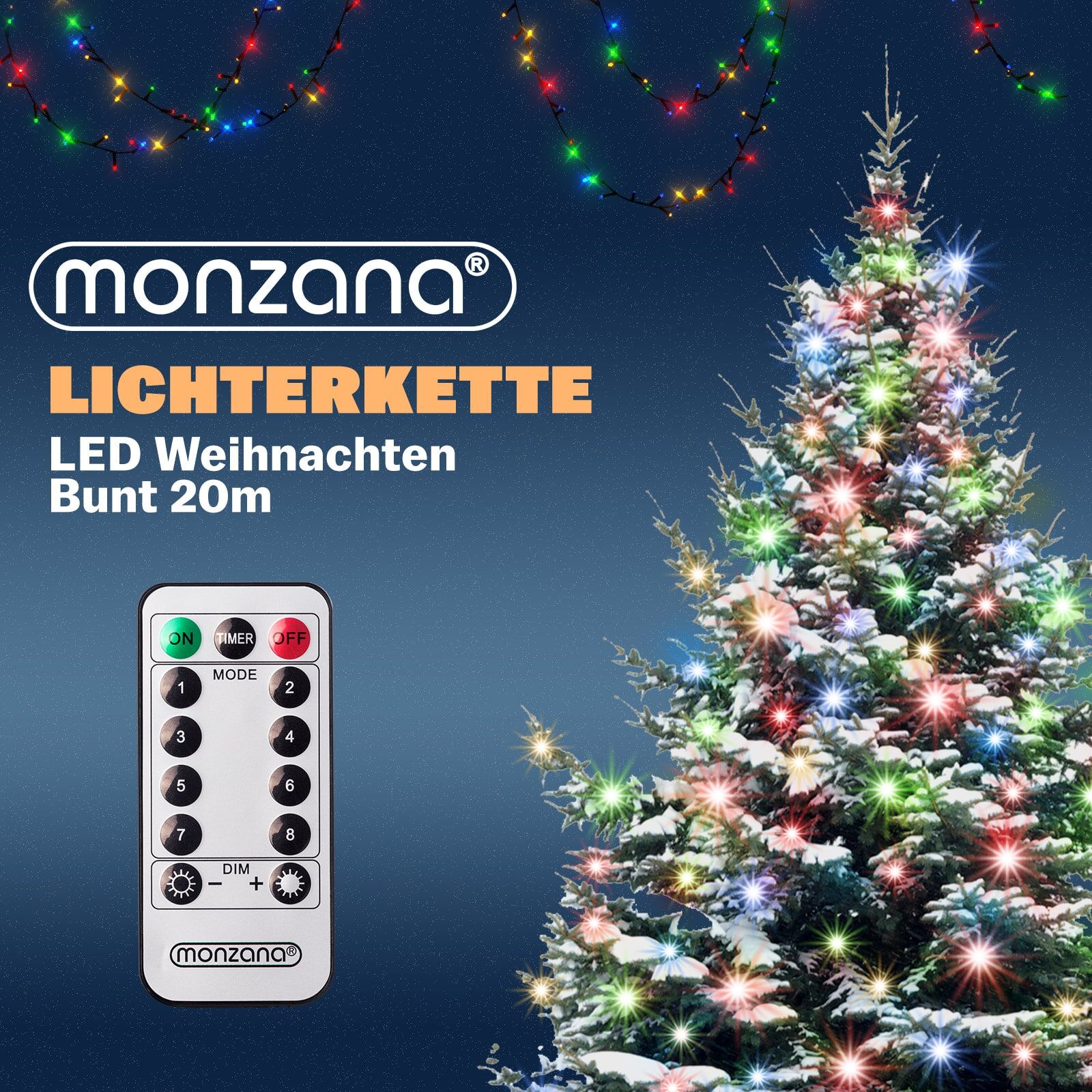 Lichterkette Weihnachten Bunt 20m Fernbedienung