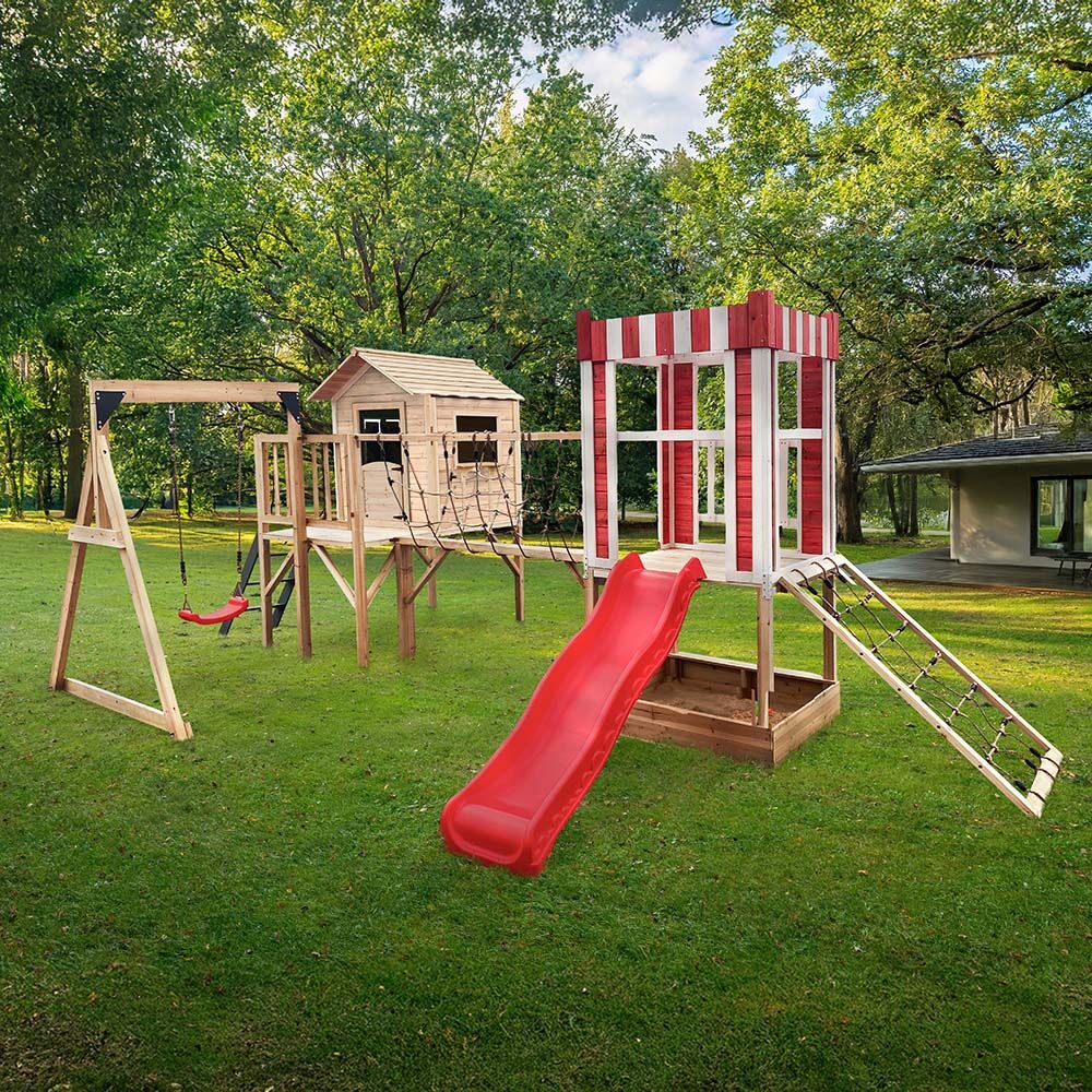 Spielpark inkl. Schaukel und Rutsche WUNDERLAND Natur- 555 x 340 cm