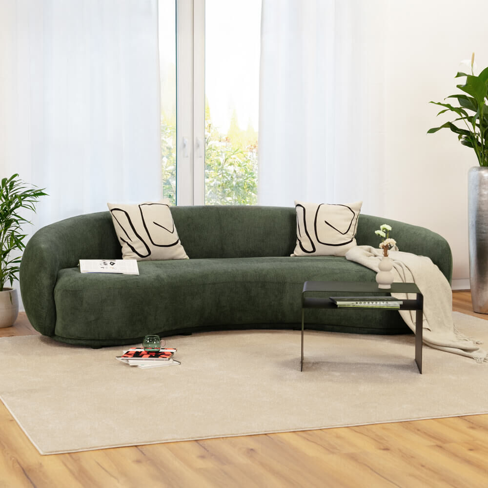 Sofa CASARA Webstoff Dunkelgrün - 258 x 128 x 72 cm