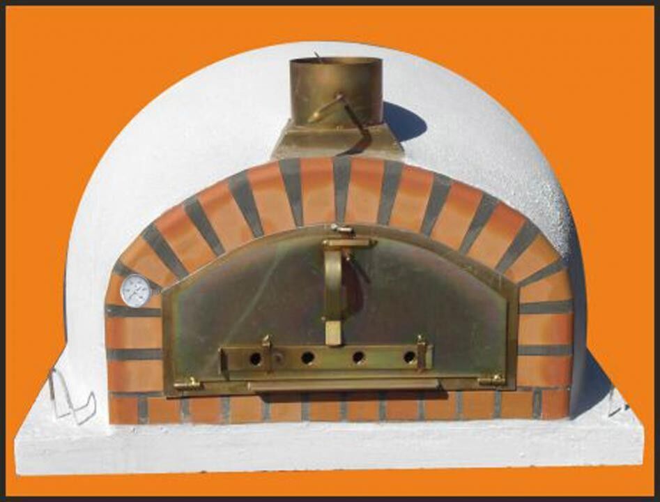 Traditioneller Backofen Pizzaioli 120 inkl. Kaminrohr und Regenhut aus Feueraluminium, weiß, ohne Abdeckhaube, ohne Ofenzubehör, ohne Zubehörset, ohne Grillzubehör, ohne fahrbares Gestell