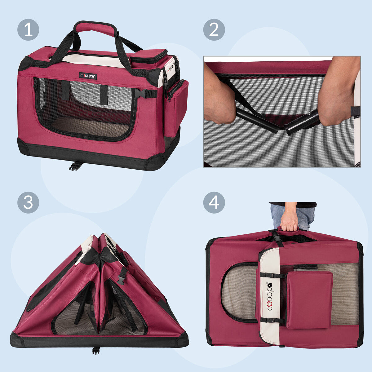 Hundebox faltbar S 50x34x36cm Dunkelrot