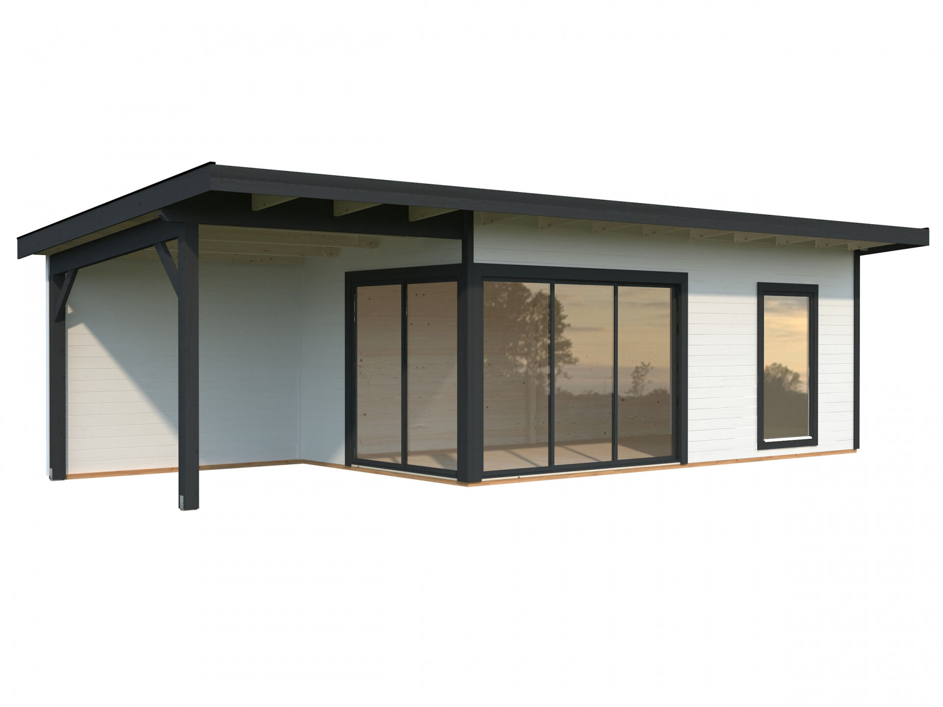 Palmako Pultdach Gartenhaus Andrea 17,1+7,9 m² Slide Plus