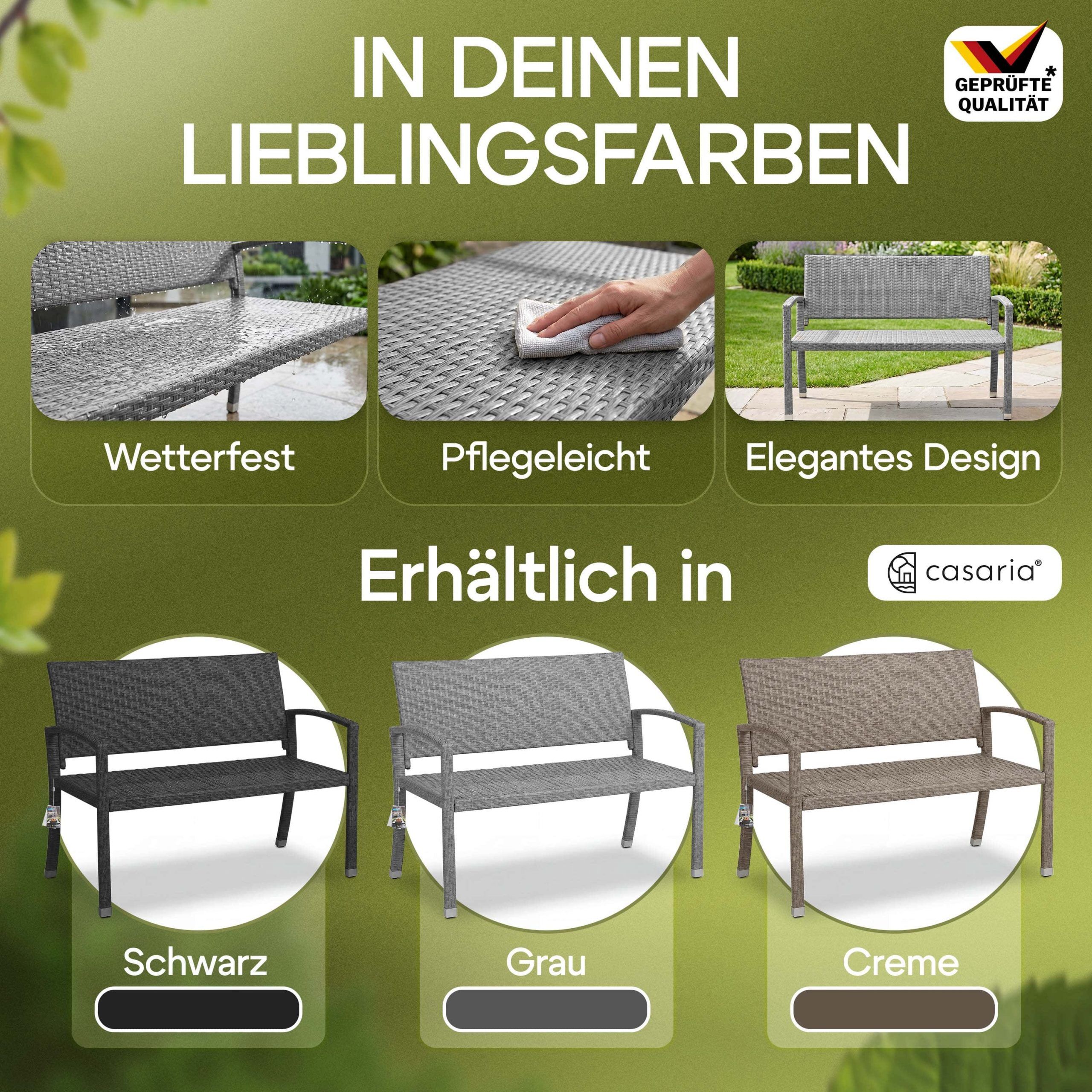 Polyrattan Gartenbank Grau 122x58x87cm