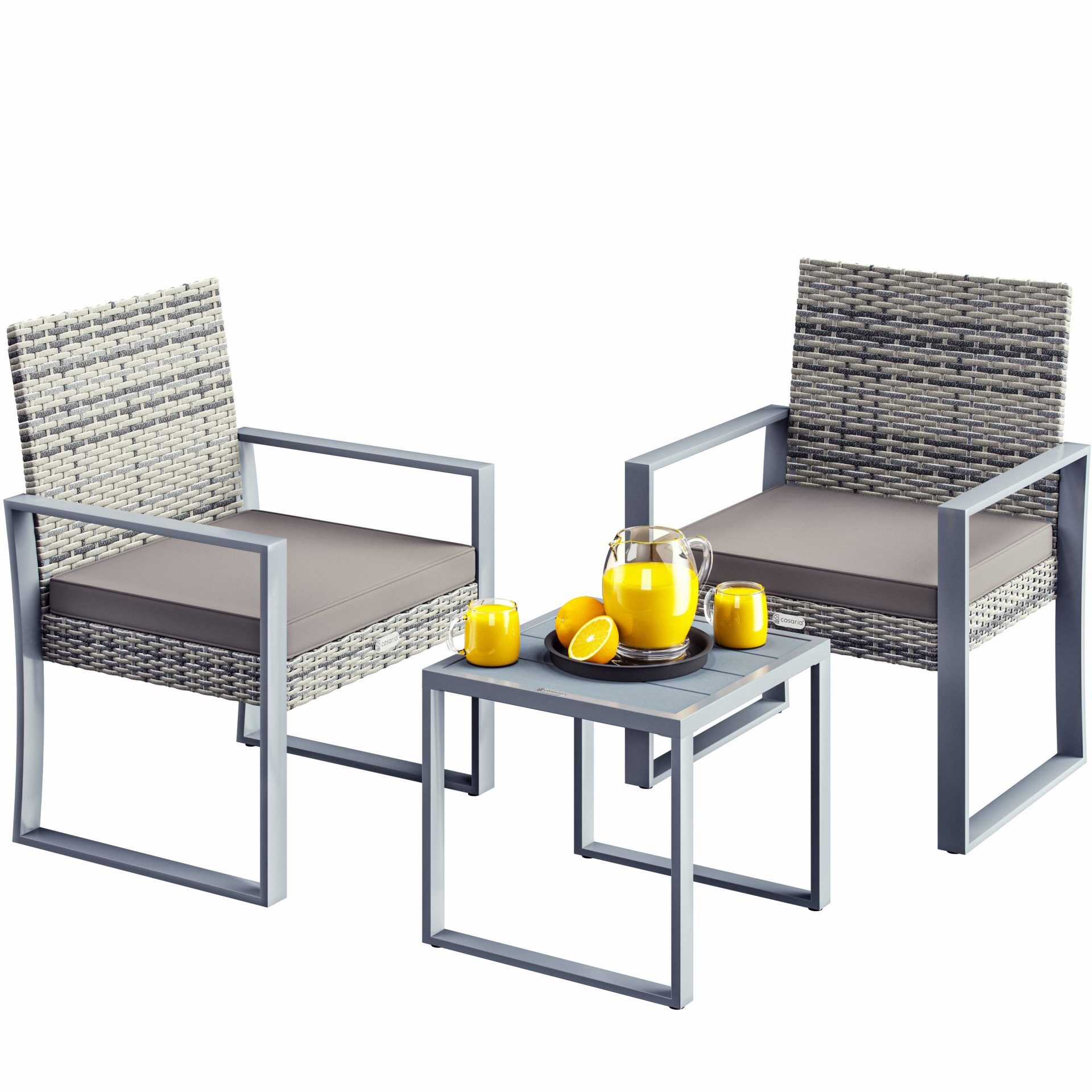 Polyrattan Gartensitzgruppe 3-tlg Grau WPC