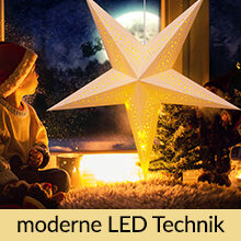 Papierstern LED Creme Ø60cm Punkte 5 Arme
