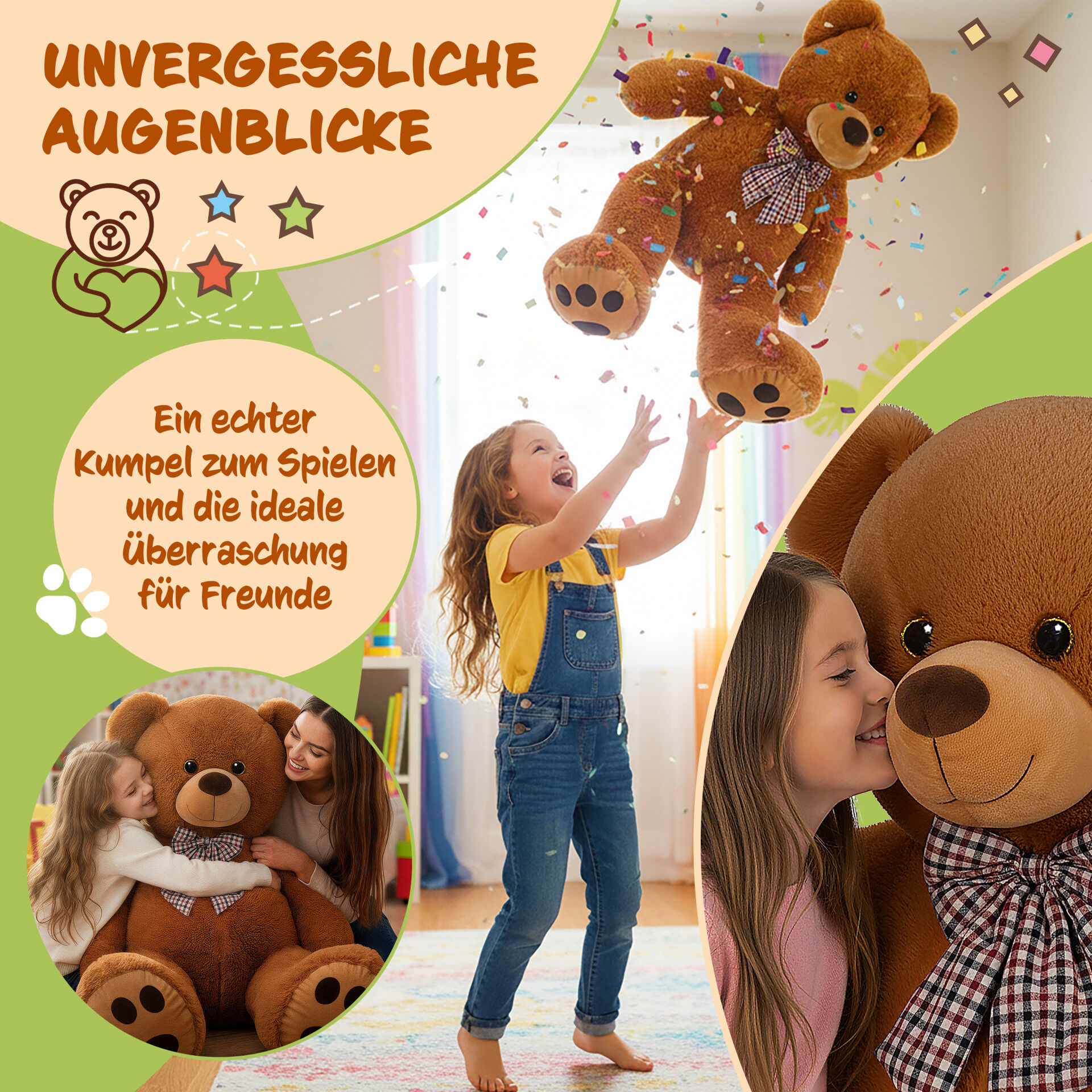 Plüschtier Teddybär XL Braun 100cm