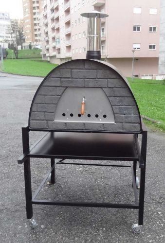 Mobiler Steinofen Maximus Prime schwarz inkl. Kaminrohr und Regenhut aus Feueraluminium