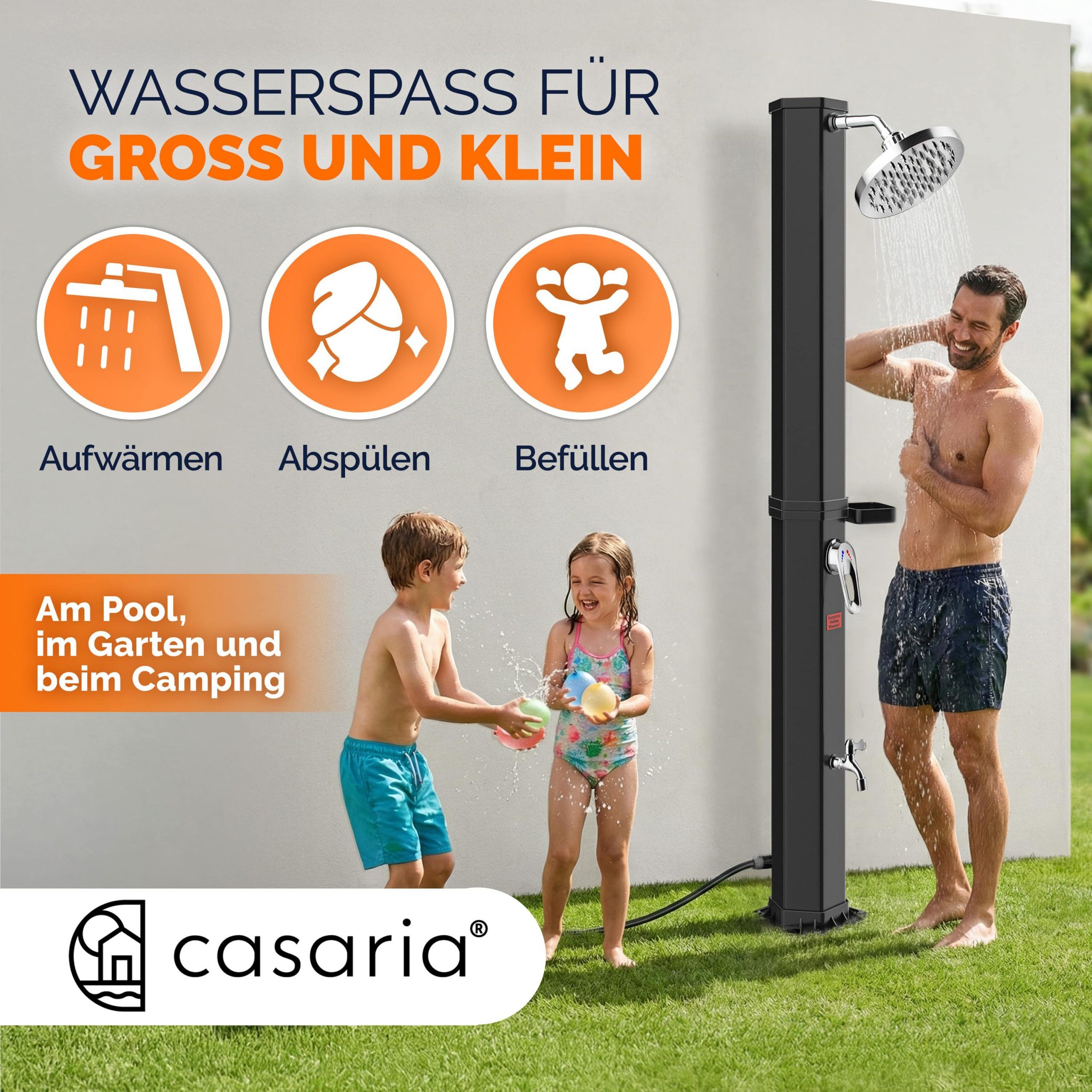 Solardusche Schwarz 60L