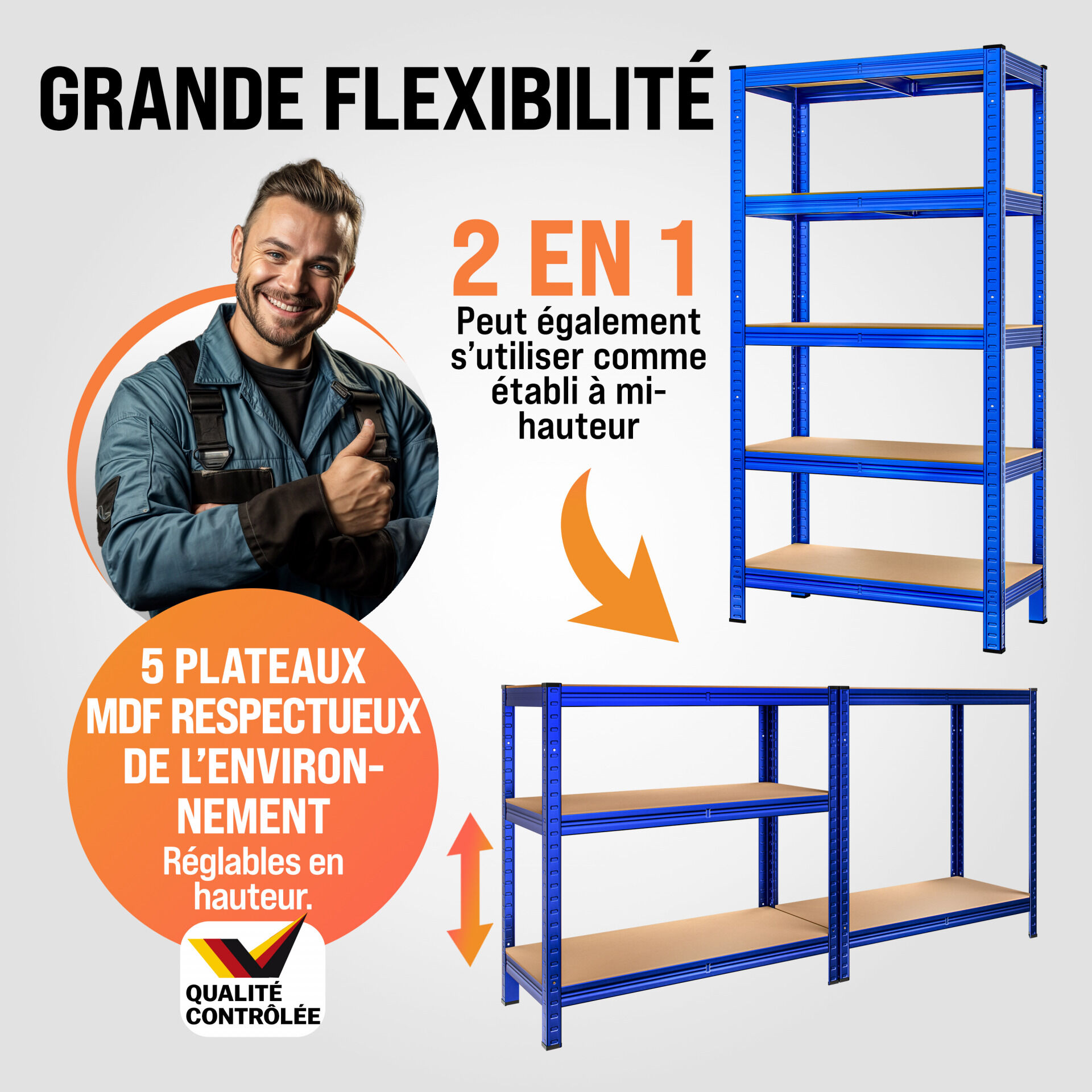 Schwerlastregal 2er-Set Blau 180x90x40cm pulverbeschichtet je 875kg