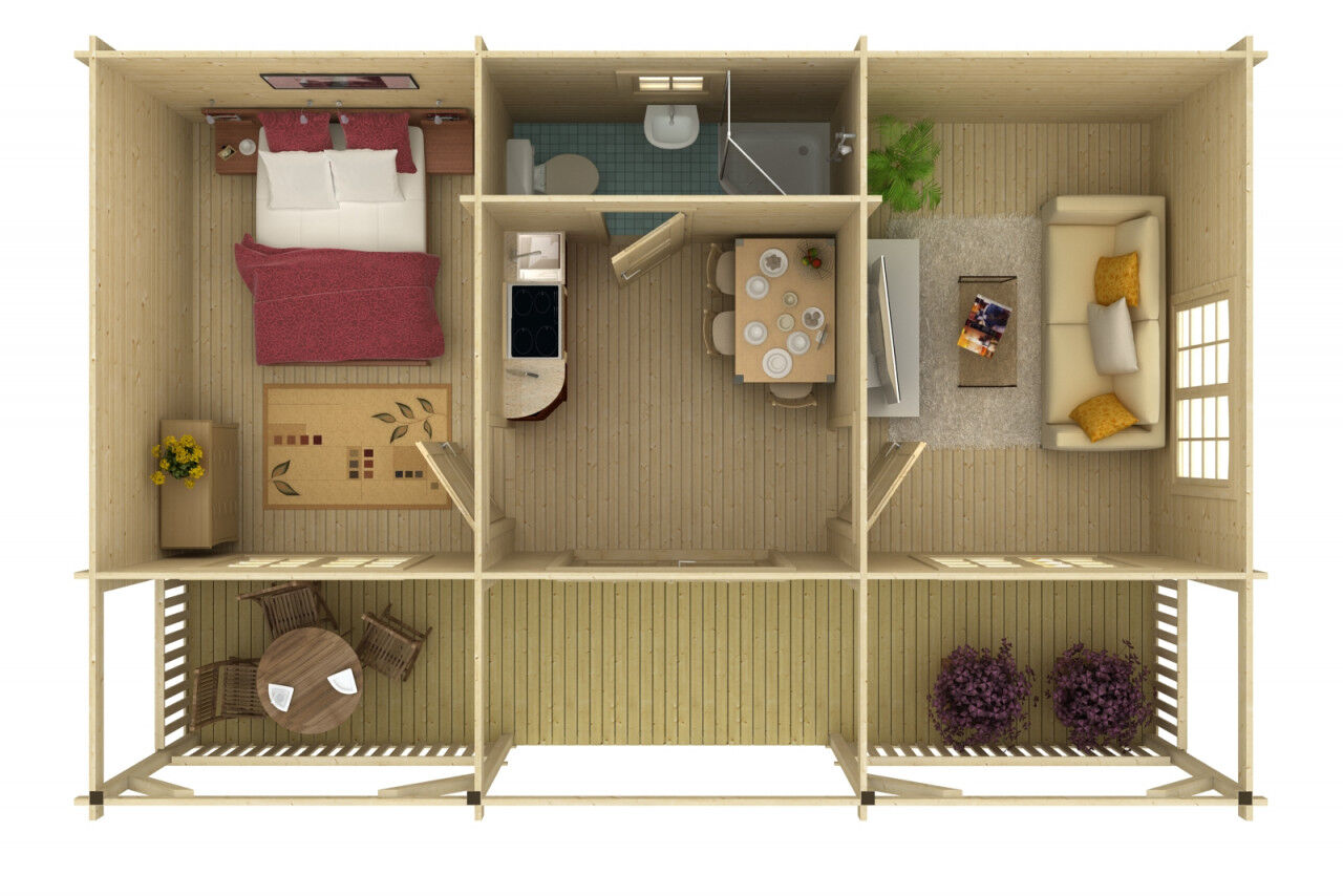 Palmako Ferienhaus Sandra 25,6+11,1 m² Innenansicht