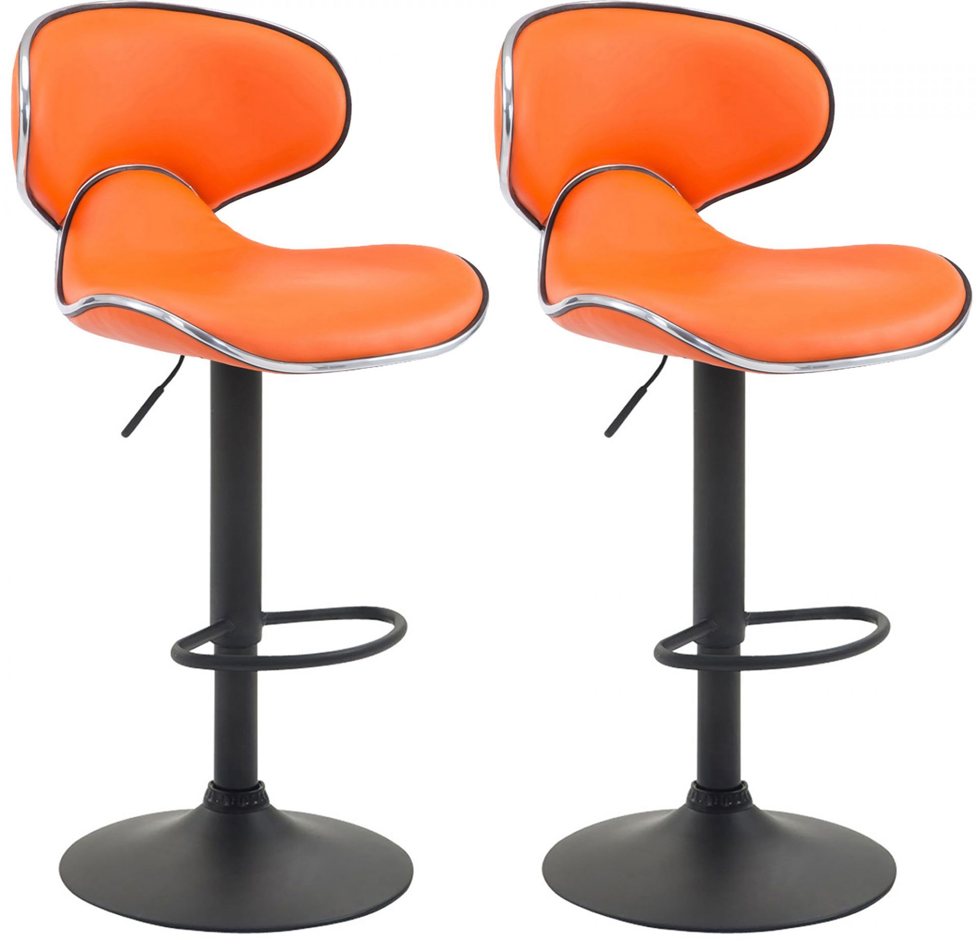 2er Set Barhocker Las Vegas V2 Kunstleder schwarz, orange