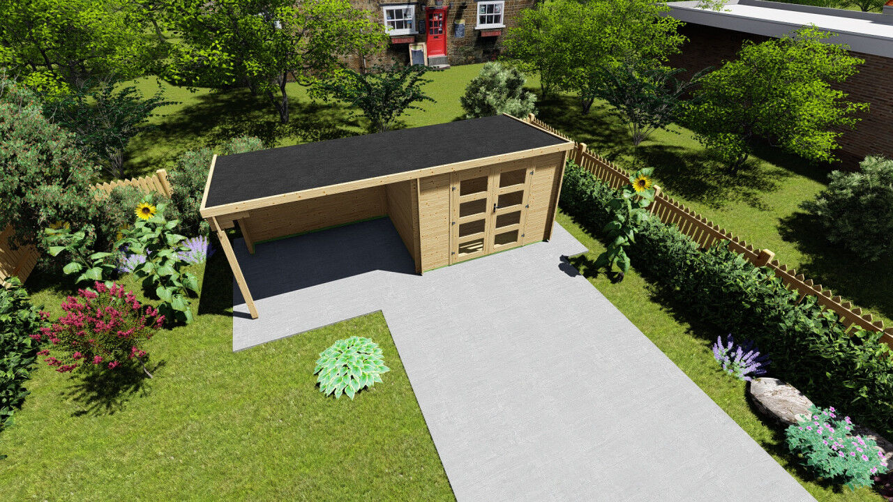 Gartenhaus Flachdach 6x2,4 Funny 4