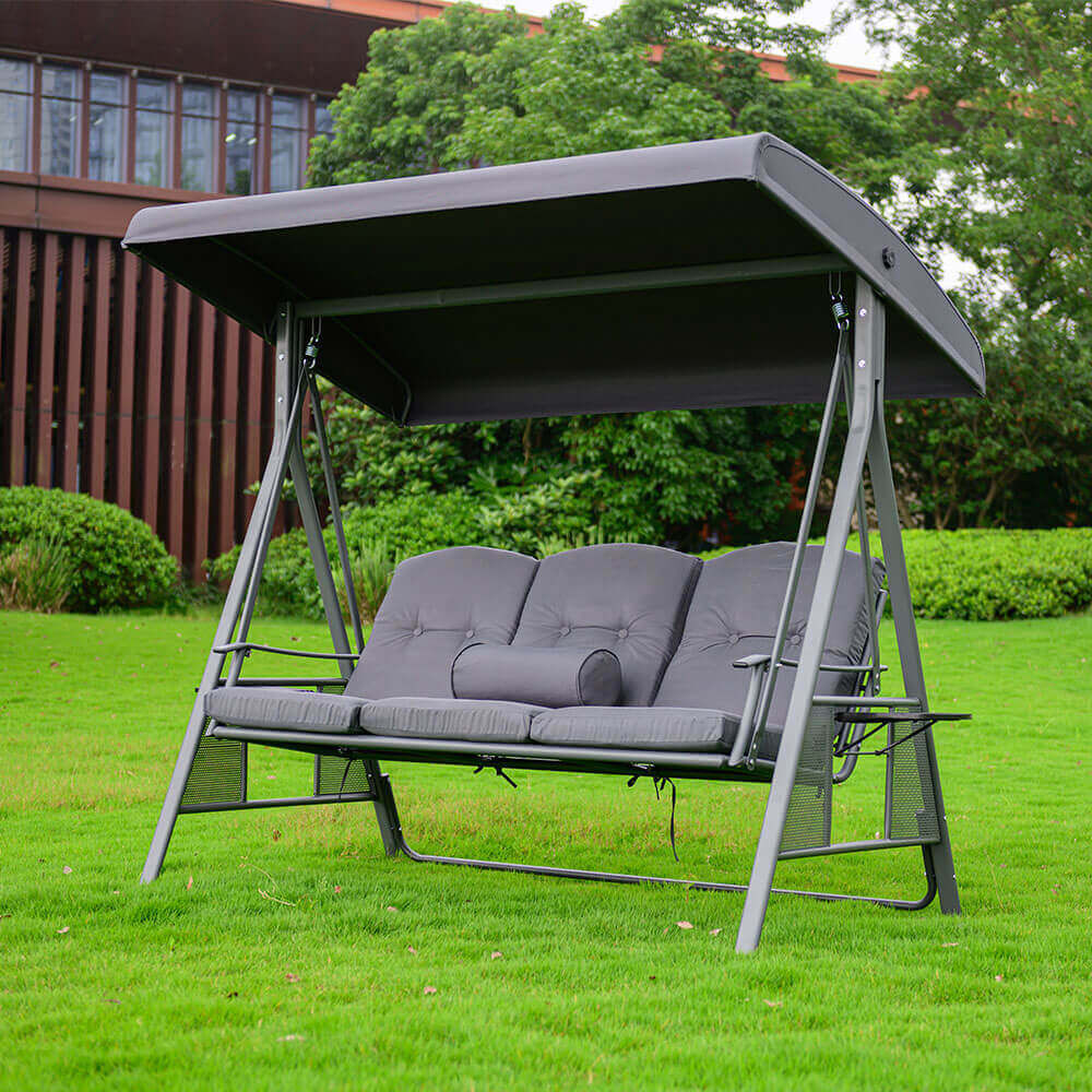 Hollywoodschaukel 3-Sitzer DESCANSO - 115 x 198 cm Grau