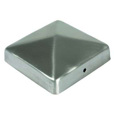 Pfostenabdeckung aus Metall 9 x 9 cm, Pyramide Edelstahl