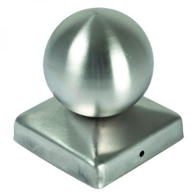 Pfostenabdeckung aus Metall 9 x 9 cm, Kugel Edelstahl