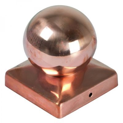 Pfostenabdeckung aus Metall 9 x 9 cm, Kugel Kupfer