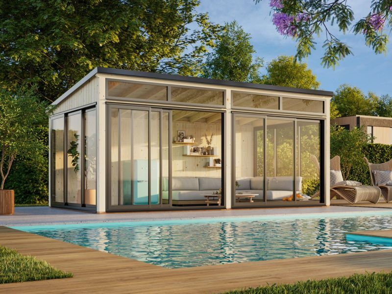 Palmako Modernes Gartenhaus Gartenzimmer Saga 16,2 m² Slide Plus | ohne ...